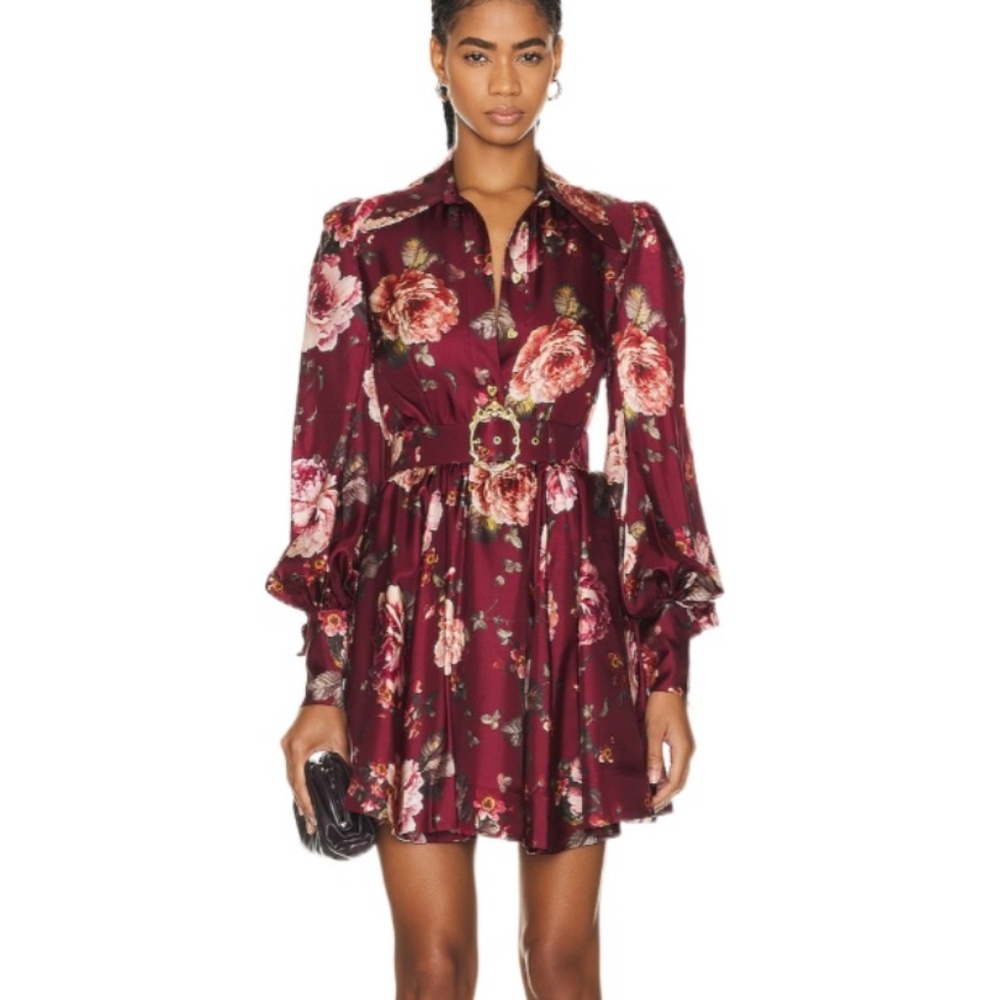 Zimmermann Luminosity Floral-print Silk Mini Shirt Dress